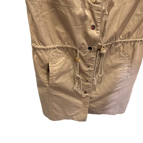 Tory Burch Dress Women 4 Pepper Shirt Safari Khaki Tan Snap Front Mini Drawstrin - Picture 6 of 16